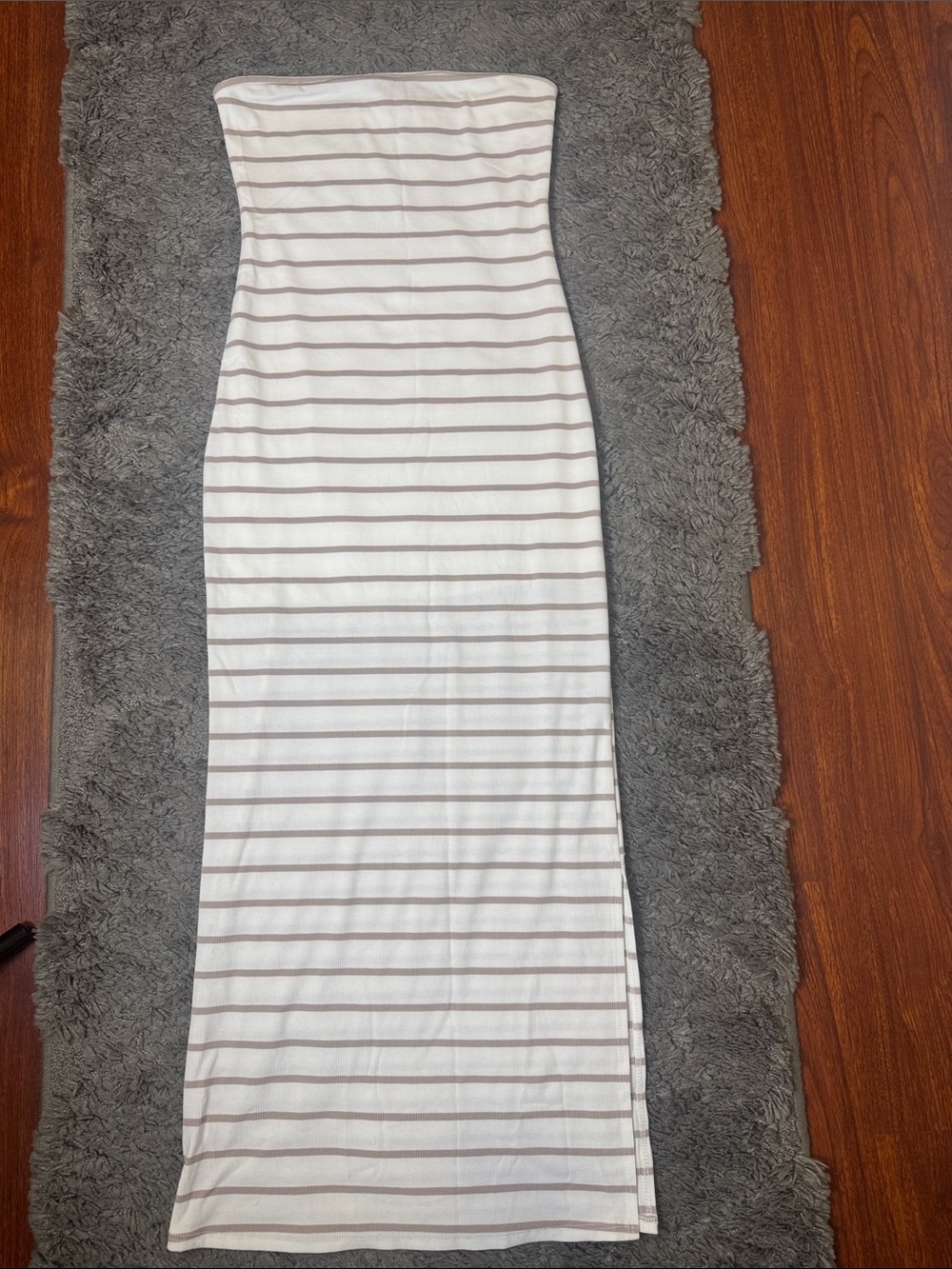 SYM See You Monday Striped Strapless Ribbed Maxi Dress - Size Medium